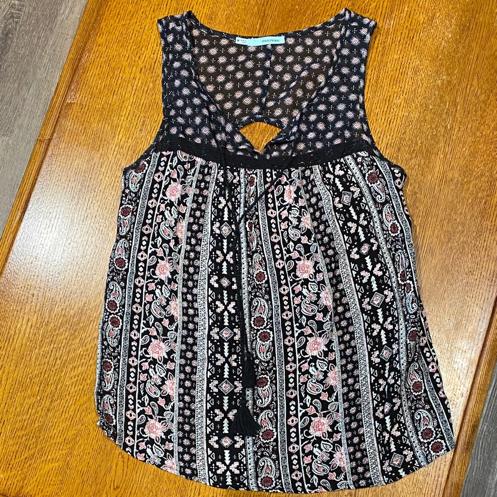 Maurices Black and Pink Cut Out Tank Top